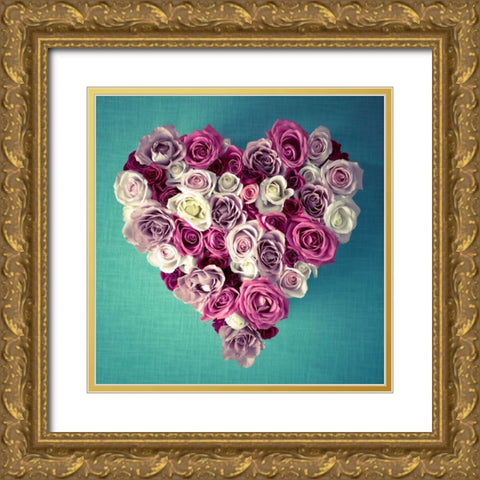 Rose Heart Gold Ornate Wood Framed Art Print with Double Matting by Frank, Assaf