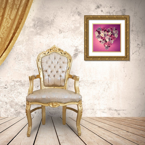 Rose Heart Gold Ornate Wood Framed Art Print with Double Matting by Frank, Assaf