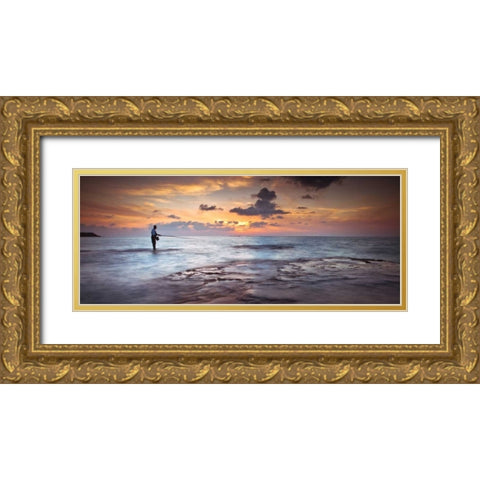 Tranquil beach Gold Ornate Wood Framed Art Print with Double Matting by Frank, Assaf