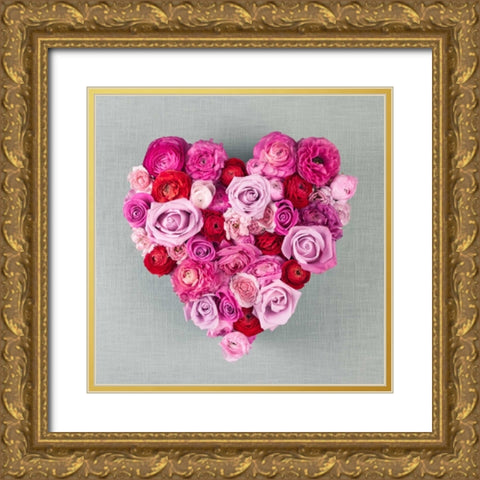 Rose Heart Gold Ornate Wood Framed Art Print with Double Matting by Frank, Assaf