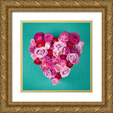 Rose Heart Gold Ornate Wood Framed Art Print with Double Matting by Frank, Assaf