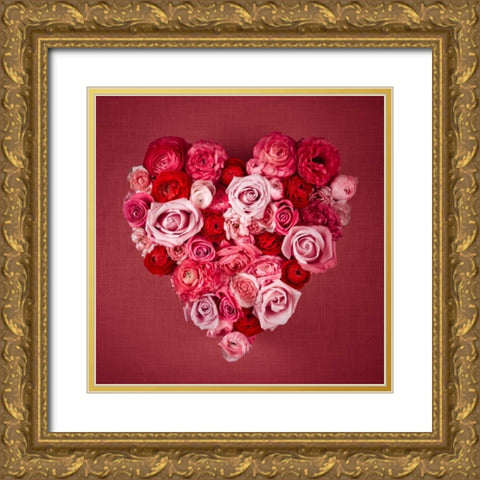 Rose Heart Gold Ornate Wood Framed Art Print with Double Matting by Frank, Assaf