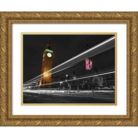 Big Ben at night Gold Ornate Wood Framed Art Print with Double Matting by Frank, Assaf