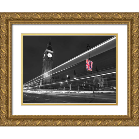 Big Ben at night Gold Ornate Wood Framed Art Print with Double Matting by Frank, Assaf