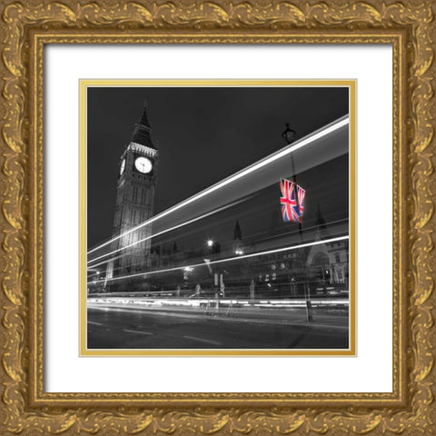 Big Ben at night Gold Ornate Wood Framed Art Print with Double Matting by Frank, Assaf