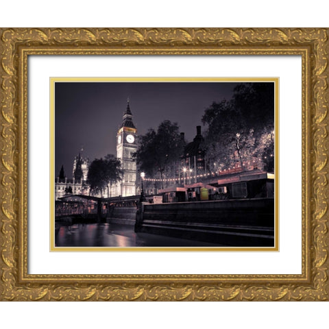 Big Ben at night Gold Ornate Wood Framed Art Print with Double Matting by Frank, Assaf