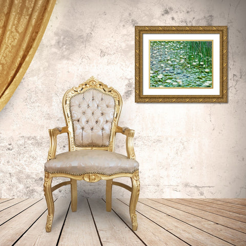 Water Lilies Gold Ornate Wood Framed Art Print with Double Matting by Frank, Assaf
