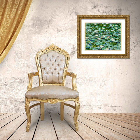 Water Lilies Gold Ornate Wood Framed Art Print with Double Matting by Frank, Assaf