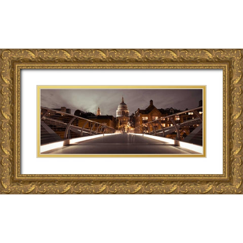 St Pauls Catedral from the Millennium Bridge Gold Ornate Wood Framed Art Print with Double Matting by Frank, Assaf