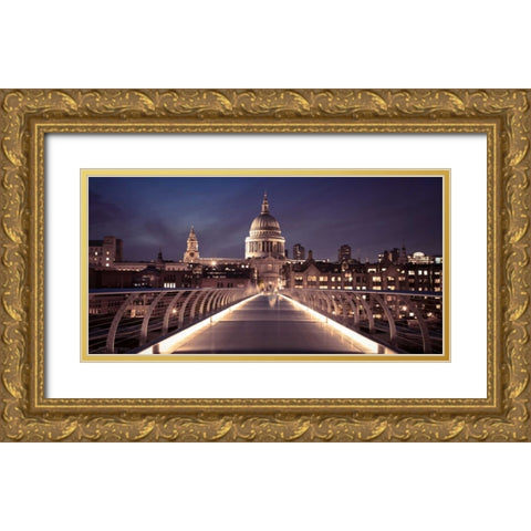 St Pauls Catedral from the Millennium Bridge Gold Ornate Wood Framed Art Print with Double Matting by Frank, Assaf