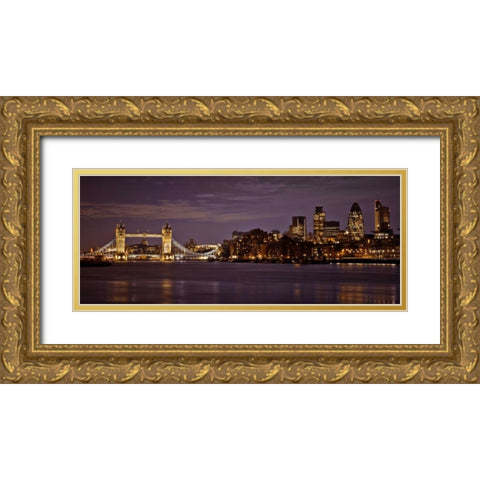 London skyline over river Thames Gold Ornate Wood Framed Art Print with Double Matting by Frank, Assaf