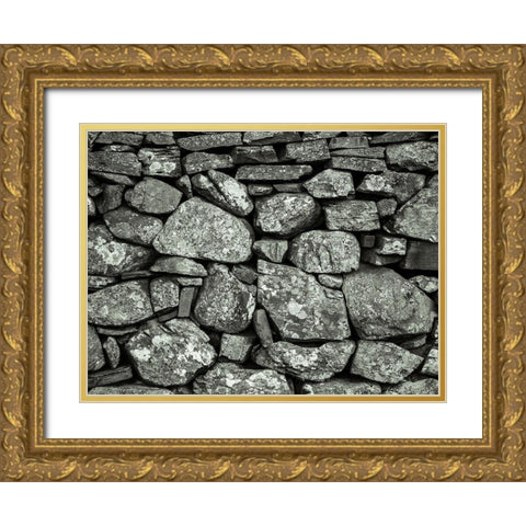 Stone wall Gold Ornate Wood Framed Art Print with Double Matting by Frank, Assaf