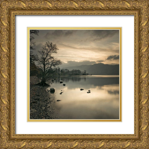 Still lake at dusk Gold Ornate Wood Framed Art Print with Double Matting by Frank, Assaf