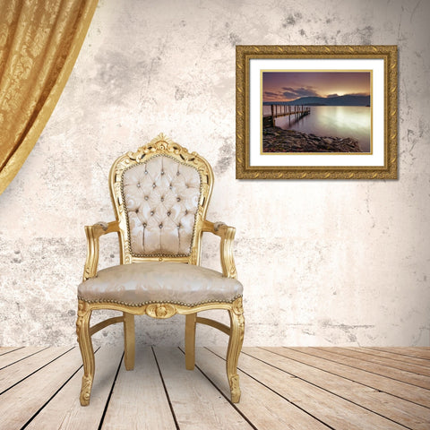 Tranquil beach Gold Ornate Wood Framed Art Print with Double Matting by Frank, Assaf