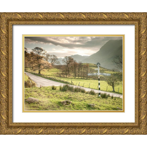 Country road-Lake district Gold Ornate Wood Framed Art Print with Double Matting by Frank, Assaf