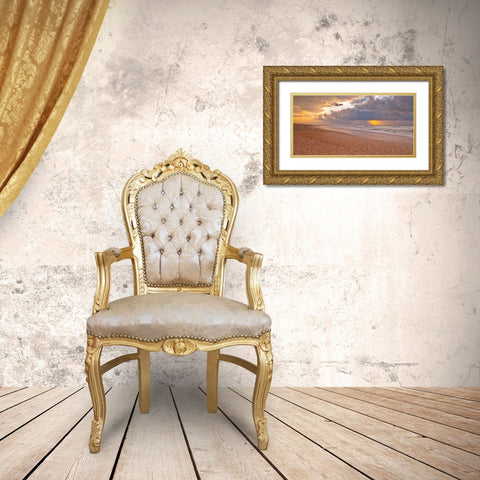 Beach at sunset, Palmachim, Israel Gold Ornate Wood Framed Art Print with Double Matting by Frank, Assaf
