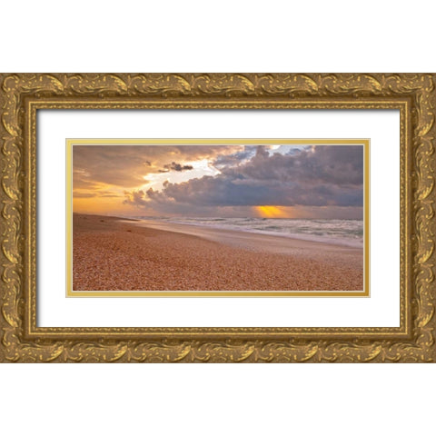 Beach at sunset, Palmachim, Israel Gold Ornate Wood Framed Art Print with Double Matting by Frank, Assaf