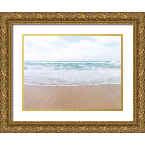 Calm beach Gold Ornate Wood Framed Art Print with Double Matting by Frank, Assaf