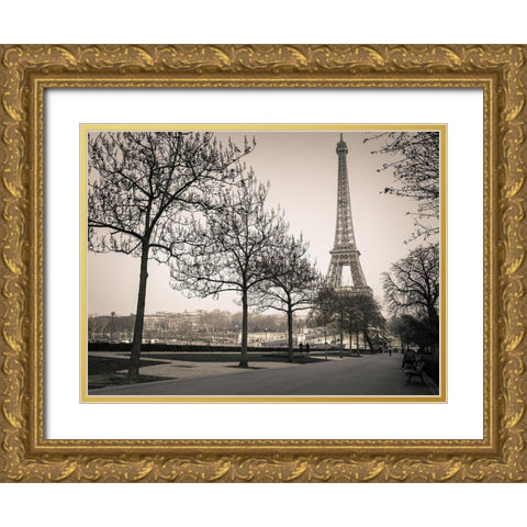 Pathway to Eiffel tower-Paris Gold Ornate Wood Framed Art Print with Double Matting by Frank, Assaf