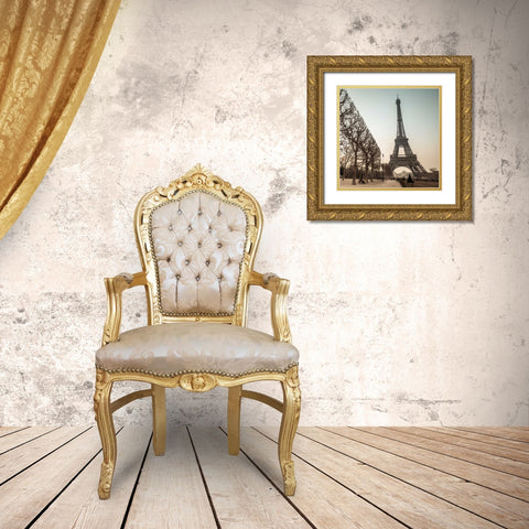 Eiffel tower, Paris Gold Ornate Wood Framed Art Print with Double Matting by Frank, Assaf