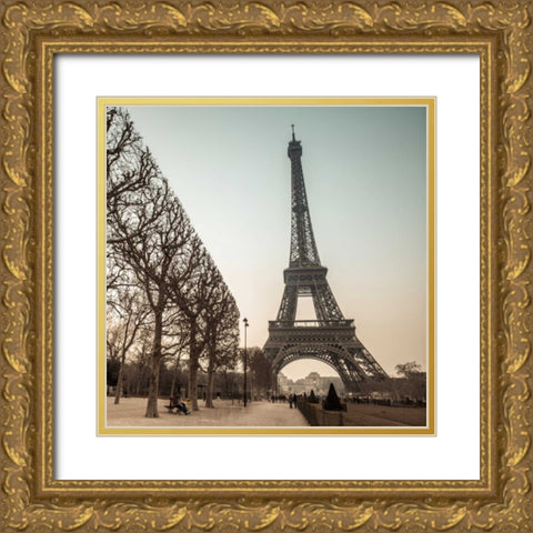 Eiffel tower, Paris Gold Ornate Wood Framed Art Print with Double Matting by Frank, Assaf