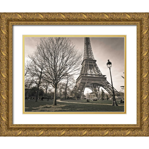 View of Eiffel tower from park, Paris, France Gold Ornate Wood Framed Art Print with Double Matting by Frank, Assaf