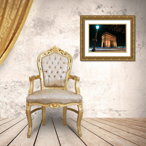 Arc de Triomphe, Paris, France Gold Ornate Wood Framed Art Print with Double Matting by Frank, Assaf