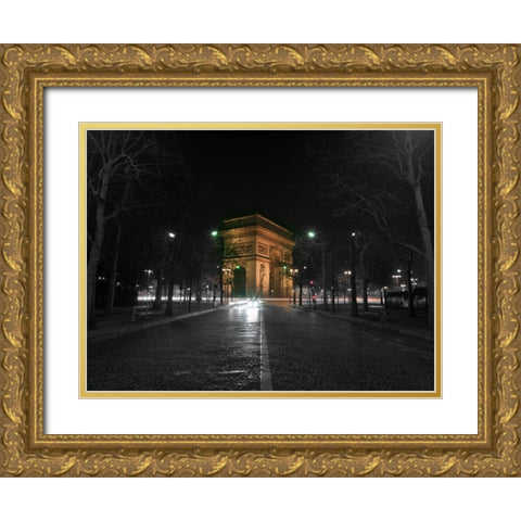 Arc de Triomphe, Paris, France Gold Ornate Wood Framed Art Print with Double Matting by Frank, Assaf