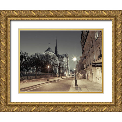 Notre-Dame de Paris-France Gold Ornate Wood Framed Art Print with Double Matting by Frank, Assaf