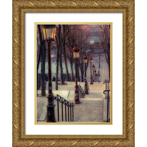 The famous staircase in Montmartre, Paris, France Gold Ornate Wood Framed Art Print with Double Matting by Frank, Assaf