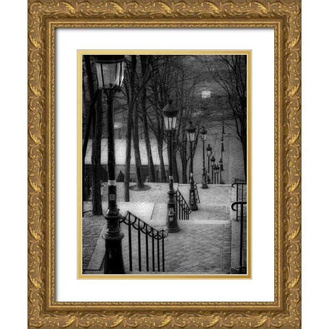 The famous staircase in Montmartre, Paris, France Gold Ornate Wood Framed Art Print with Double Matting by Frank, Assaf