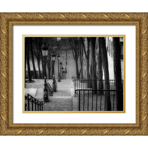 The famous staircase in Montmartre, Paris, France Gold Ornate Wood Framed Art Print with Double Matting by Frank, Assaf