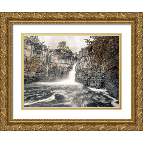 High Force waterfall-North Pennines-Yorkshire-UK Gold Ornate Wood Framed Art Print with Double Matting by Frank, Assaf