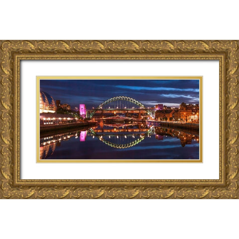 The Tyne bridge - Neacastle Upon Tyne Gold Ornate Wood Framed Art Print with Double Matting by Frank, Assaf