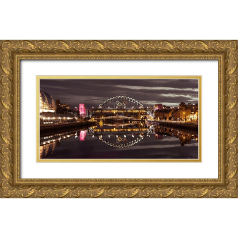 The Tyne bridge, Newcastle Upon Tyne, FTBR-1880 Gold Ornate Wood Framed Art Print with Double Matting by Frank, Assaf