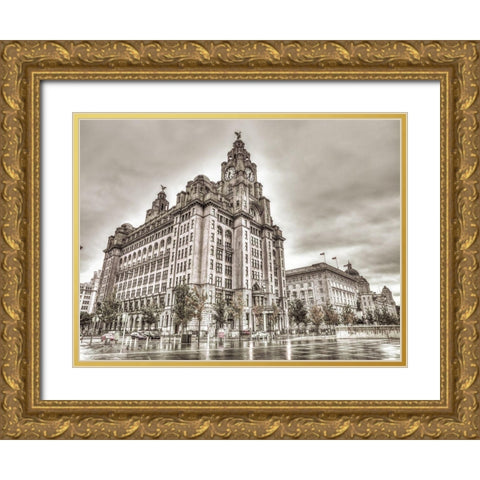 Royal Liver Building, Liverpool, FTBR-1866 Gold Ornate Wood Framed Art Print with Double Matting by Frank, Assaf