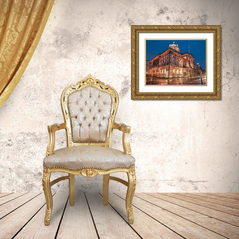 Town Hall Building at night, Liverpool, FTBR-1867 Gold Ornate Wood Framed Art Print with Double Matting by Frank, Assaf