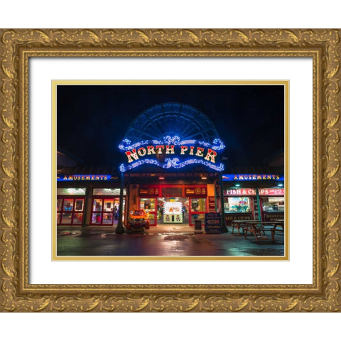 North Pier, Blackpool Gold Ornate Wood Framed Art Print with Double Matting by Frank, Assaf