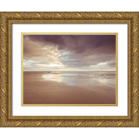Tranquil beach Gold Ornate Wood Framed Art Print with Double Matting by Frank, Assaf