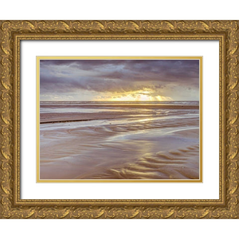 Sunset, Blackpool Beach, UK Gold Ornate Wood Framed Art Print with Double Matting by Frank, Assaf