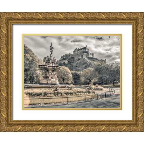 Edinburgh Castle, FTBR-1862 Gold Ornate Wood Framed Art Print with Double Matting by Frank, Assaf