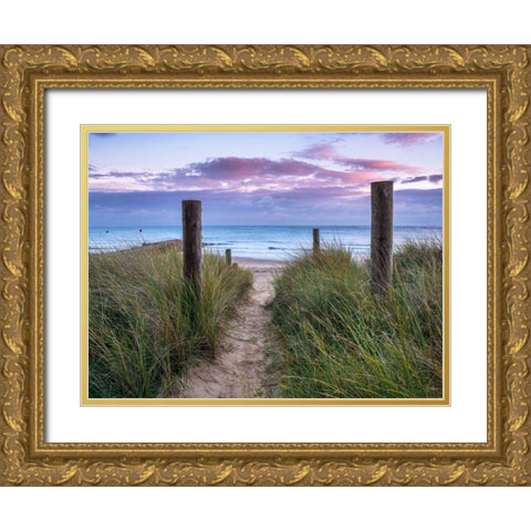Tranquil beach Gold Ornate Wood Framed Art Print with Double Matting by Frank, Assaf