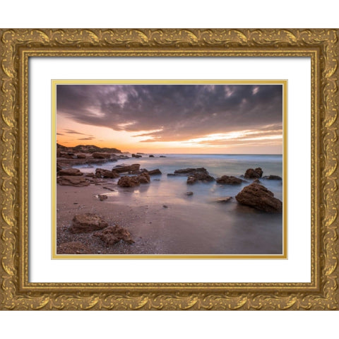 Tranquil beach Gold Ornate Wood Framed Art Print with Double Matting by Frank, Assaf