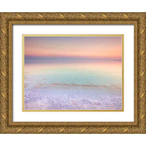 Dead sea shore at dusk-Israel Gold Ornate Wood Framed Art Print with Double Matting by Frank, Assaf