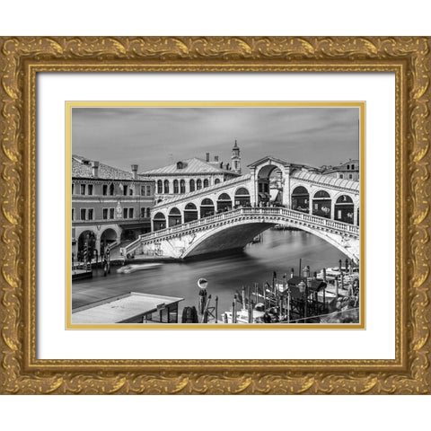 Famous Rialto bridge, Venice, Italy, FTBR-1895 Gold Ornate Wood Framed Art Print with Double Matting by Frank, Assaf