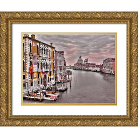 Cityscape and grand canal, Venice, Italy Gold Ornate Wood Framed Art Print with Double Matting by Frank, Assaf