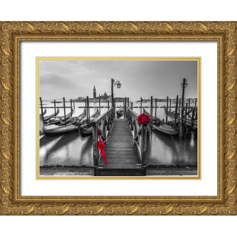 Umbrella in Doges Palace archway, Venice, Italy Gold Ornate Wood Framed Art Print with Double Matting by Frank, Assaf