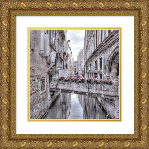 Small bridge over narrow canal-Venice-Italy Gold Ornate Wood Framed Art Print with Double Matting by Frank, Assaf