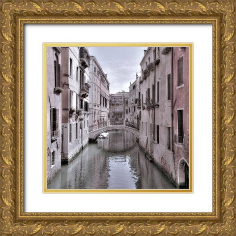 Old buildings with small bridge over narrow canal-Venice-Italy Gold Ornate Wood Framed Art Print with Double Matting by Frank, Assaf