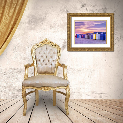 Beach huts, Hayling Island, UK Gold Ornate Wood Framed Art Print with Double Matting by Frank, Assaf